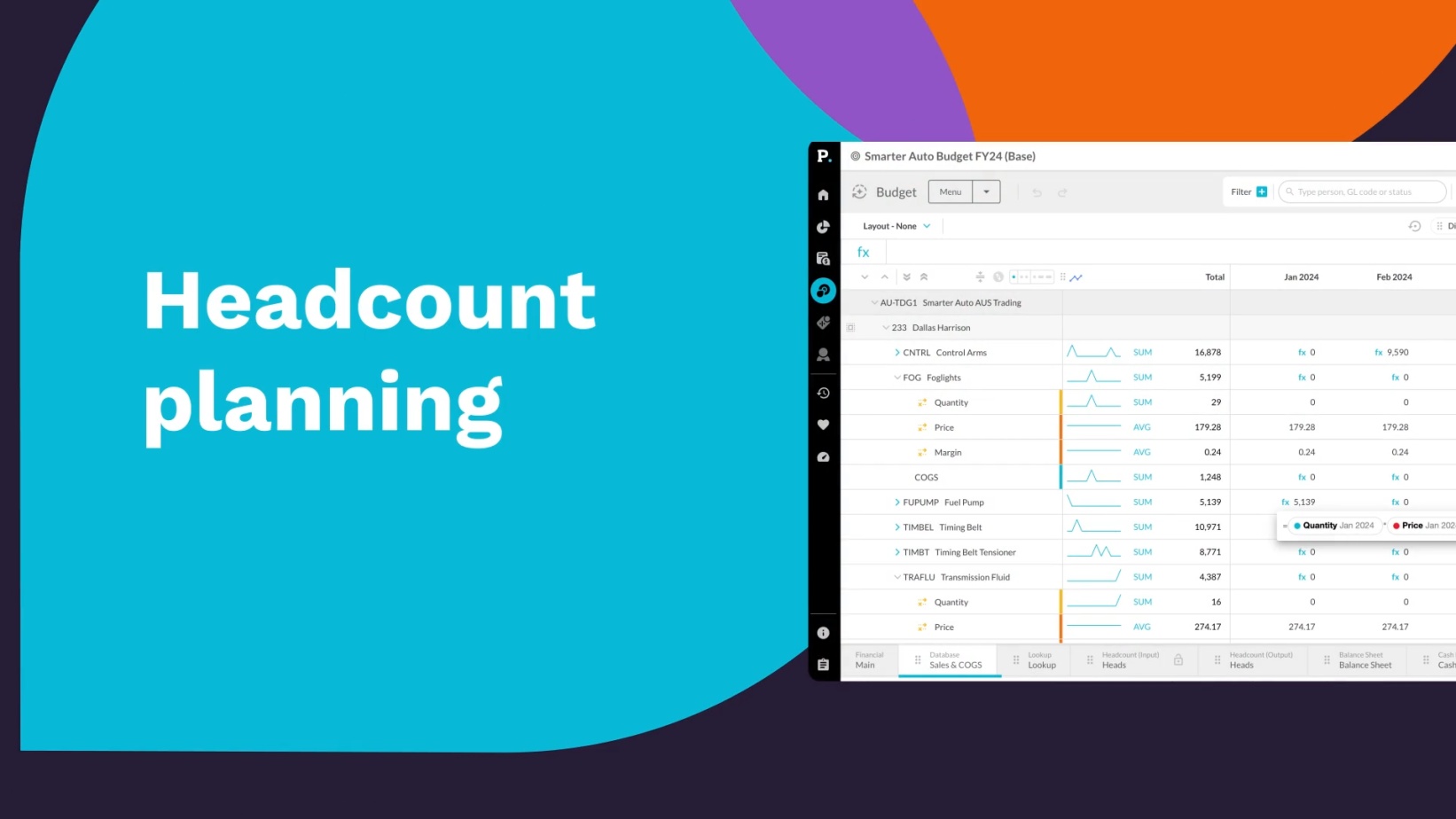 Headcount planning for every person in every region including all benefits &amp; expenses